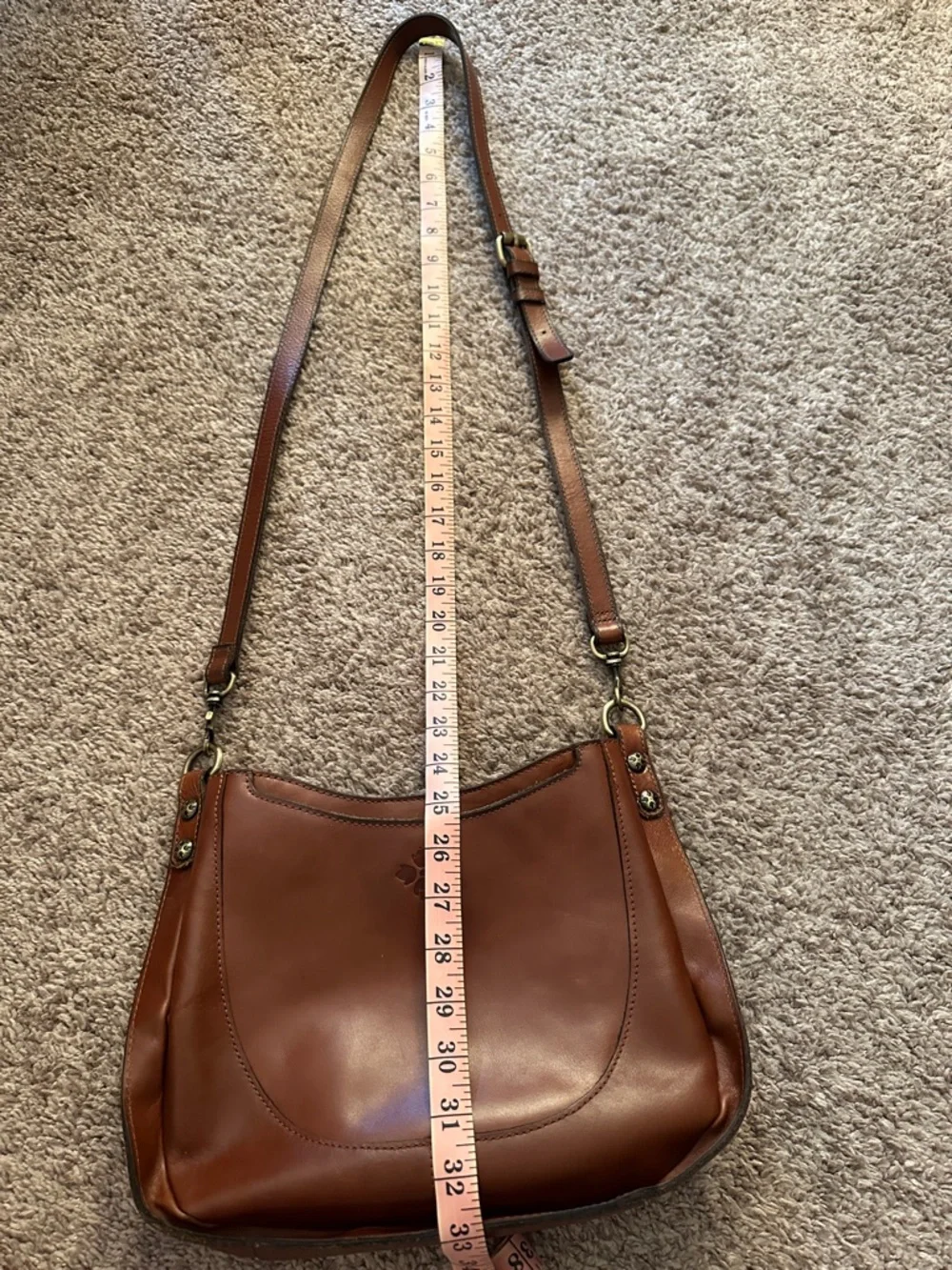Patricia Nash Caletta Hobo Crossbody Bag - Cognac Leather